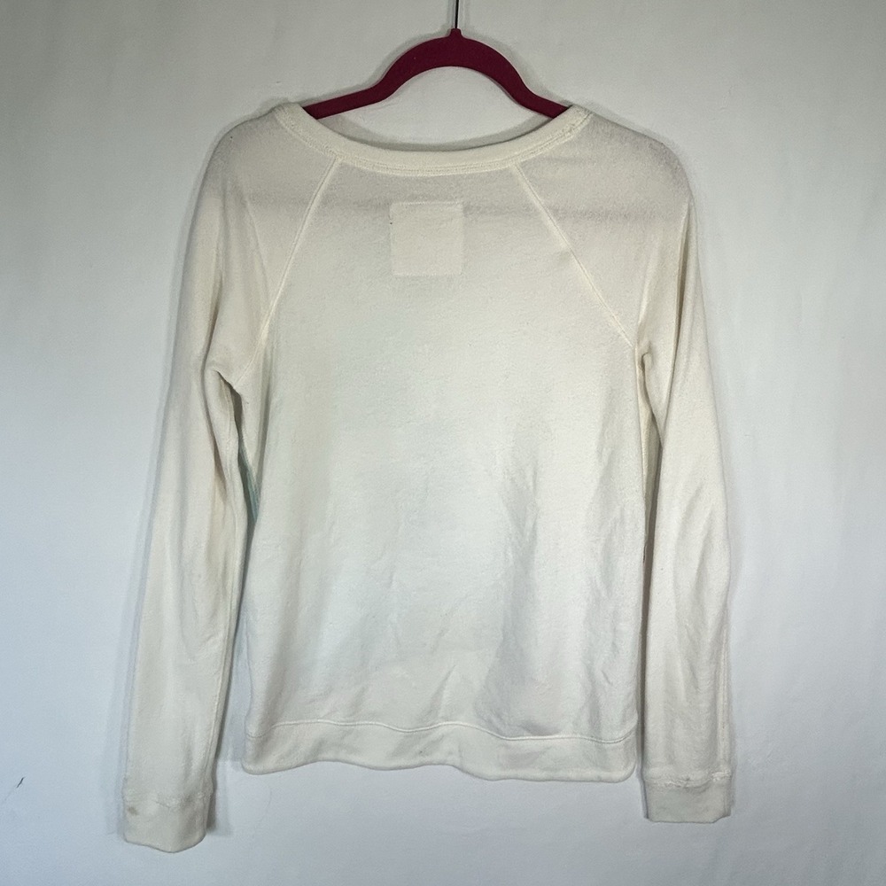 Hollister Womens Sweater Medium White Sheer Front Long Sleeve Pullover Tropical - Picture 8 of 10